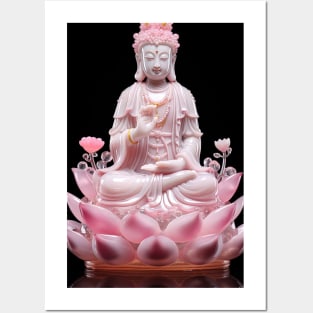 Buddha Guanyin on black background Posters and Art